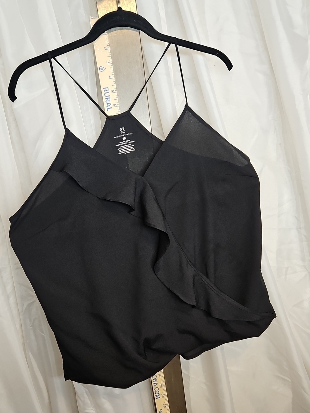 New York & Company Black Ruffle Cami Large